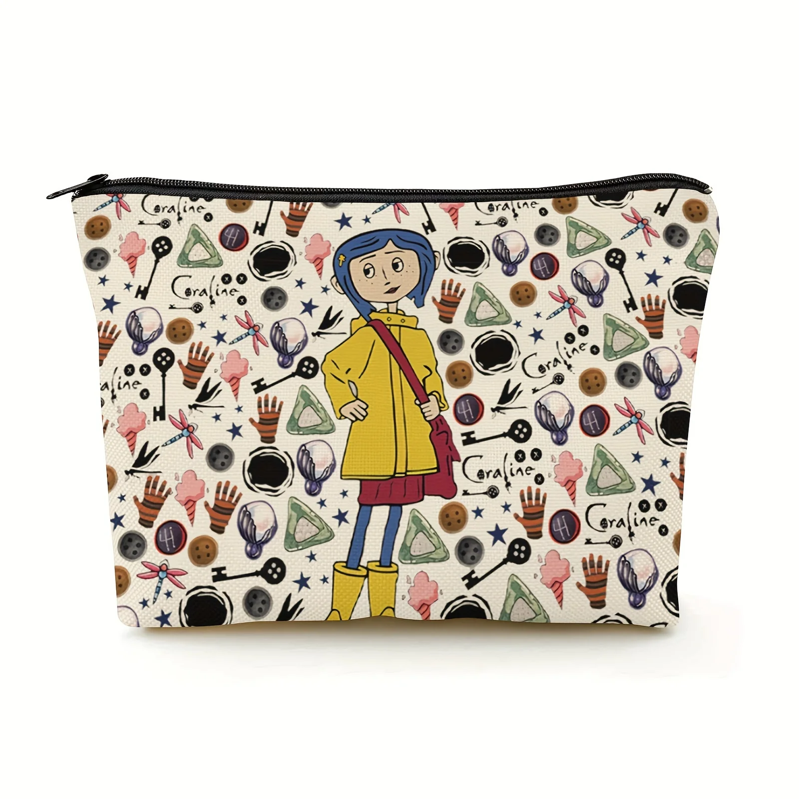 A Fantasy horror cartoon makeup bag - women's multifunctional zipper pouch, jewelry storage bag