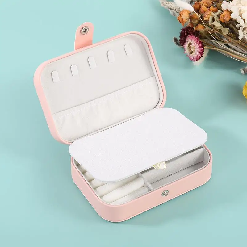 Portable Jewelry Box Jewelry Organizer Display Travel Jewelry Case Boxes Waterproof Leather Storage Zipper Jewelers Joyero