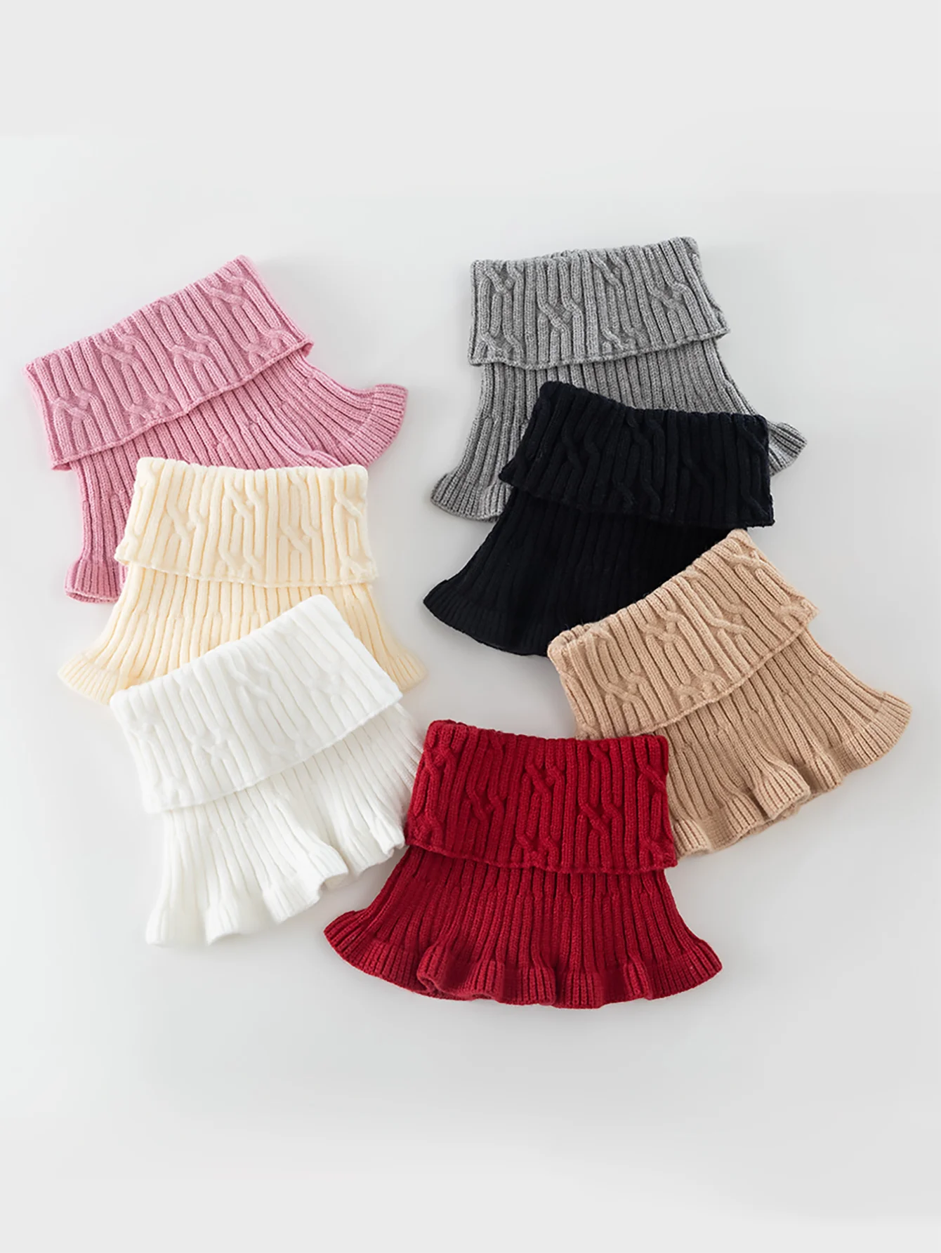 New Knitted Twist High Collar Ring Scarf Plain Color Women Winter Scarves Fake Collar Neck Cover Thick Scarves 2024 Scarf