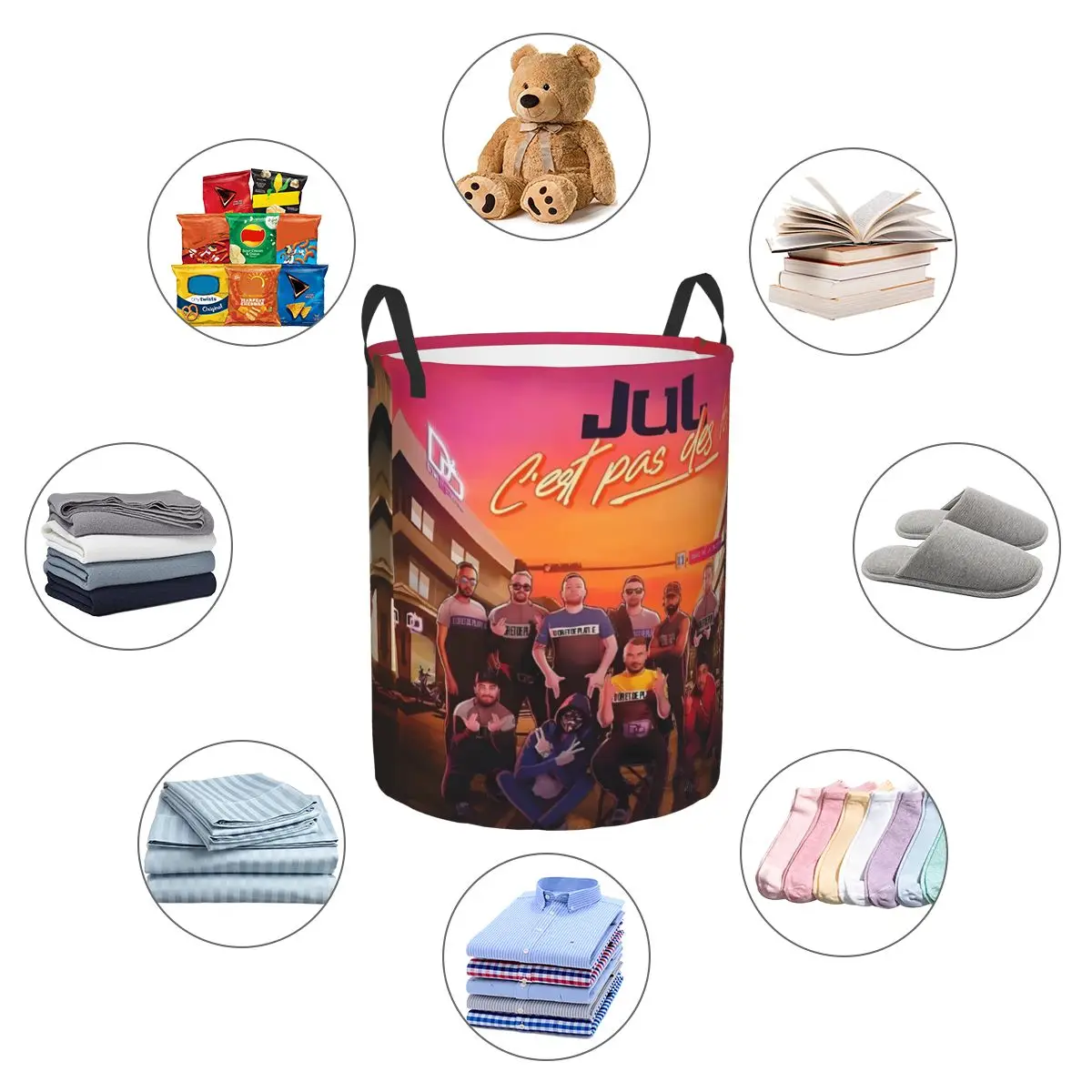 مخصص يوليو Cest Pas Des Lol سلة الغسيل للطي سعة كبيرة صندوق تخزين ملابس مغني الراب الطفل يعوق