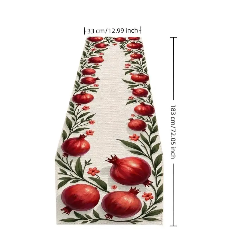 Happy Rosh Hashanah Pomegranate Line Table Runner Jewish Holiday Decor Reusable Kitchen Dining Table Runner Shana Tova Decor