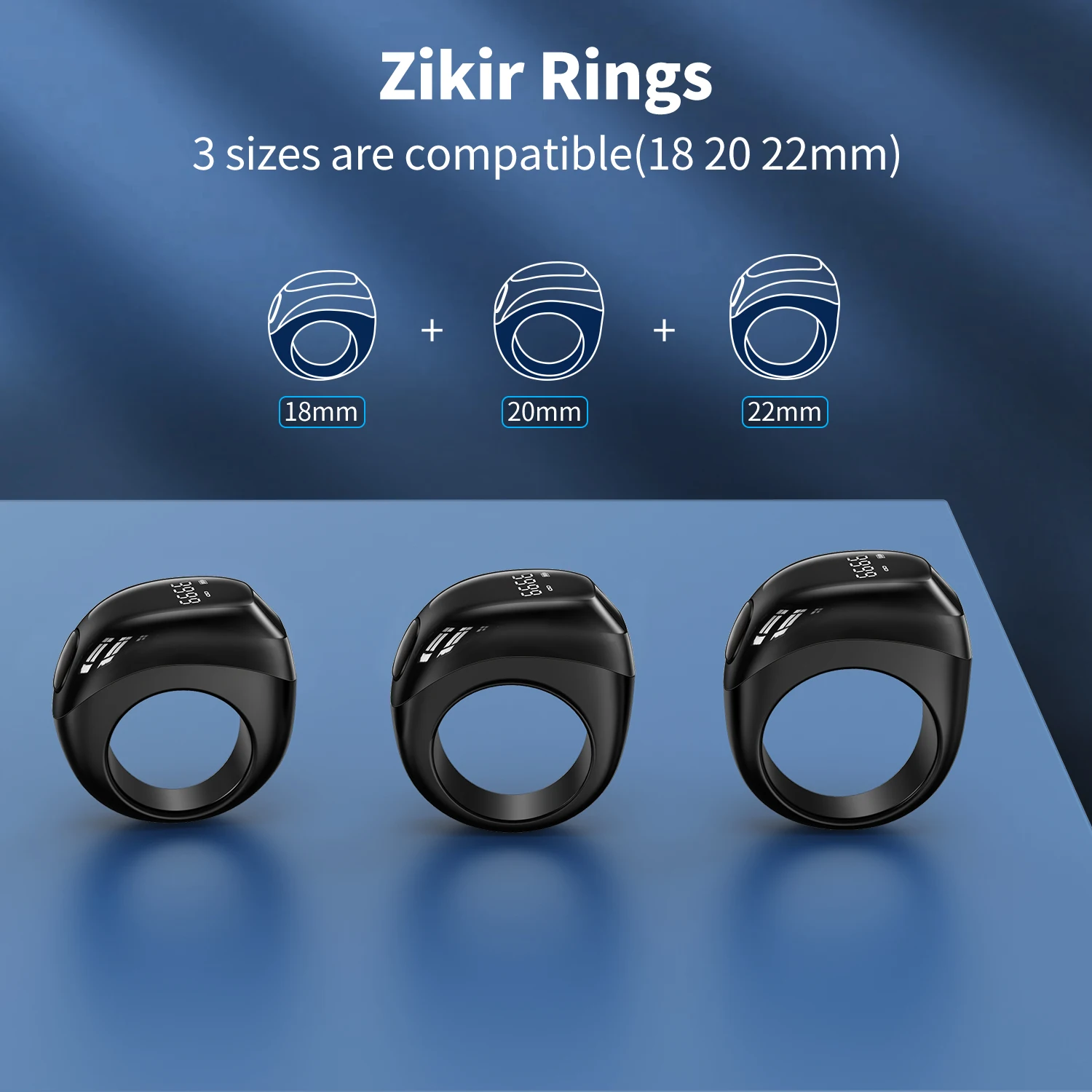 iQibla Zikr1 lite Smart Tasbih Tally Counter Ring for Muslims Zikr Digital Tasbeeh 5 Prayer Time Reminder Bluetooth Waterproof