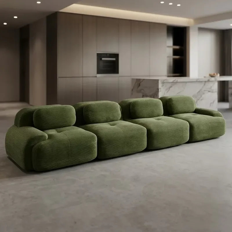 Factory Direct Sales Three Seat L-Shape Vacuum Compression Sofa Bed for Hotel Use Living Room Balcony Tatami Simple Corduroy