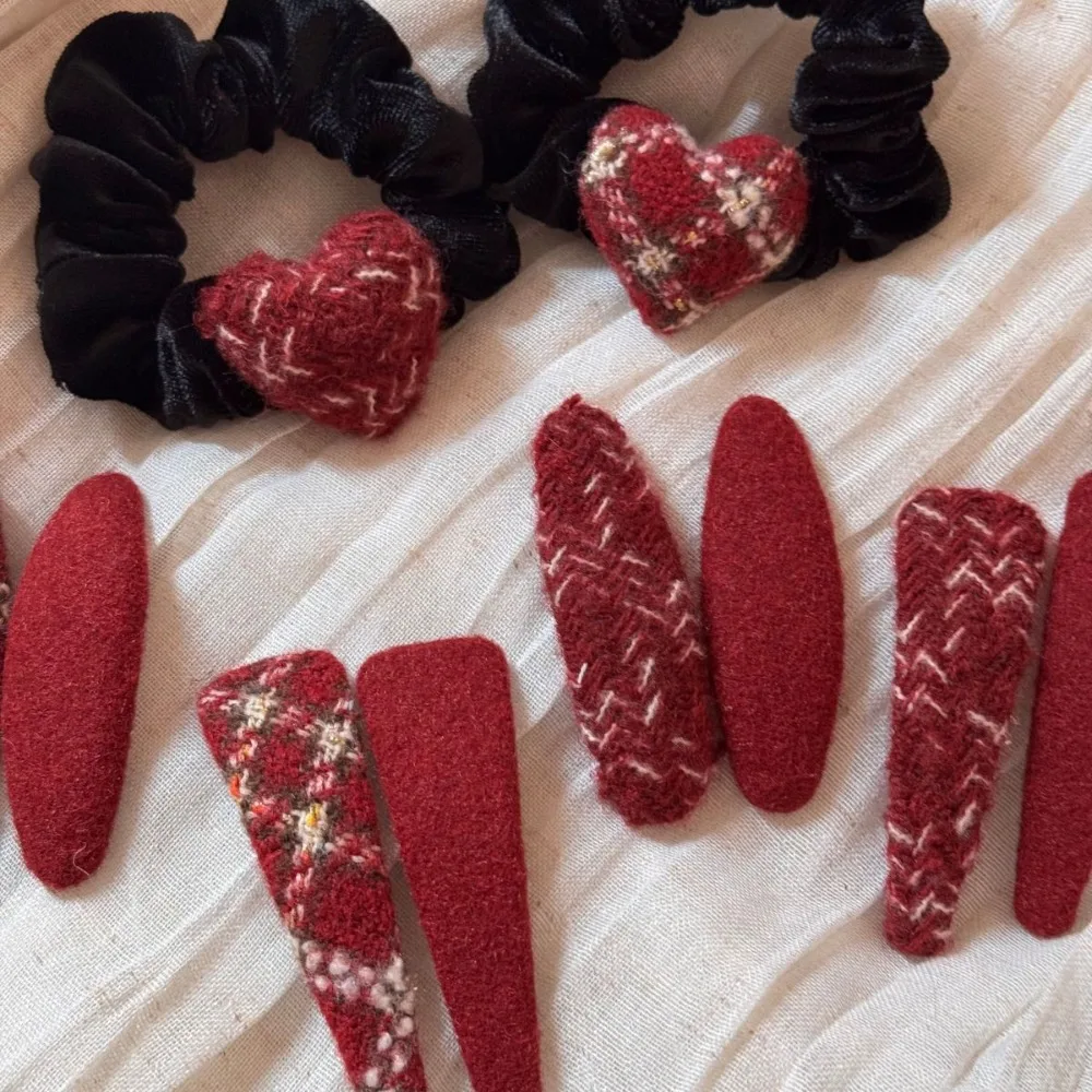 Red Plaid Hair Clip for Side Flyaways and Bangs Styling Non Slip Gentle Grip Fashion Hair Accessory for Women Daily Office Date