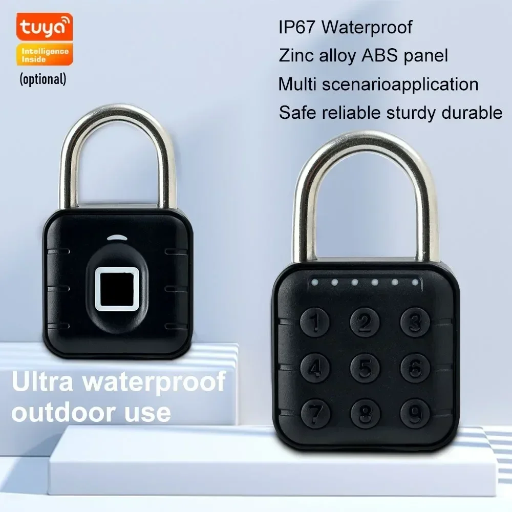 Biometric Digital Padlock IP67 Waterproof Tuay Smart Door Lock Cabinet Lock Gym Wardrobe Door Password Lock Smart Home Candado