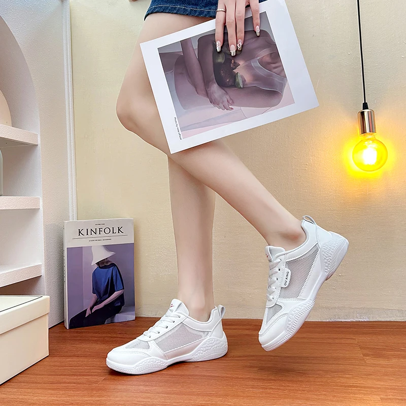 Zapatillas de deporte informales para mujer, zapatos deportivos transpirables a la moda, cómodos para caminar en la calle, calzado Influencer, verano, 2023