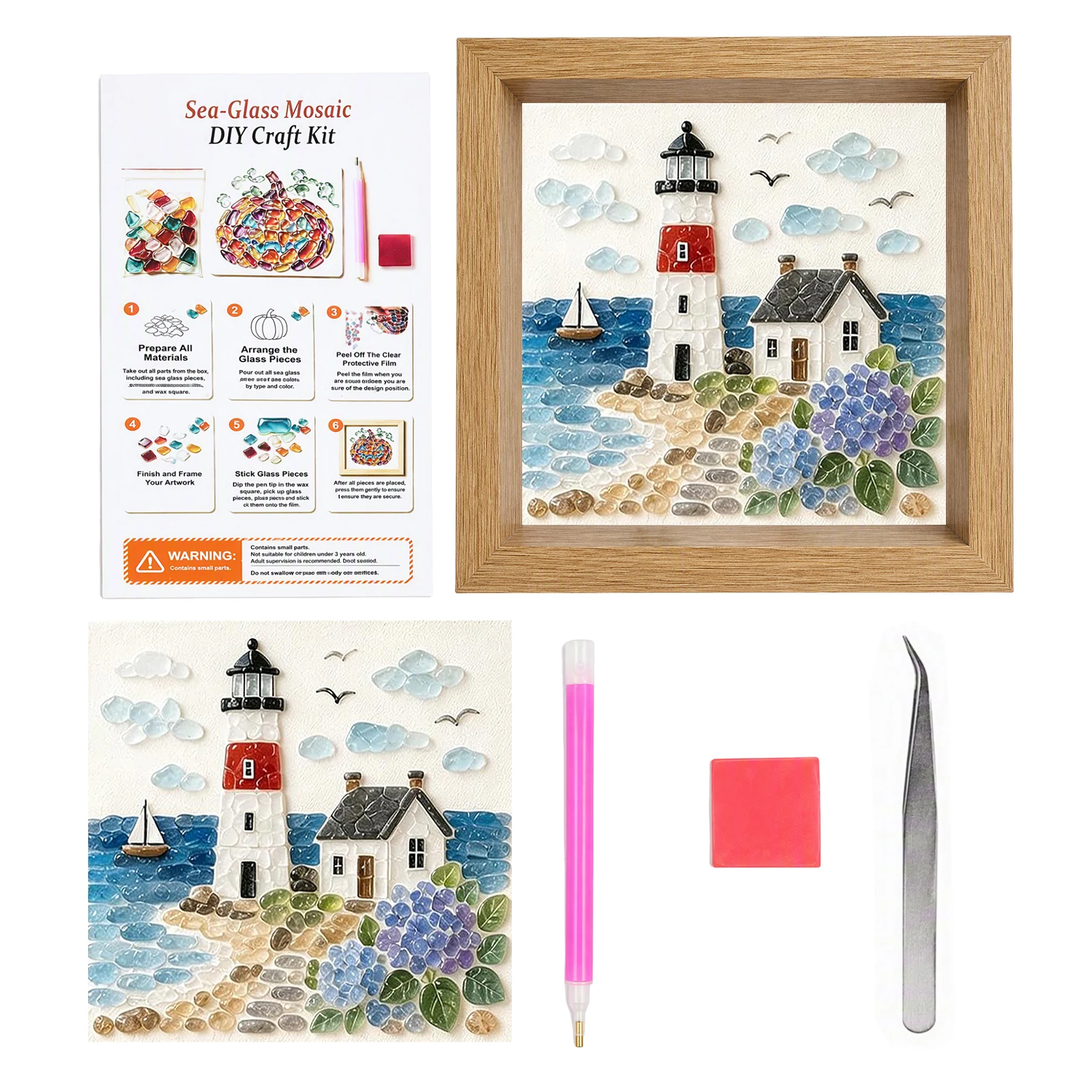Resin Craft For Beginners - DIY Mosaic Art Kit with Frame