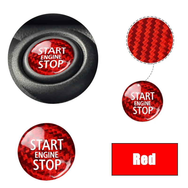 Красная крышка кнопки остановки автомобиля из углеродного волокна для BMW MINI R55 R56 R57 R58 R59 Красная крышка кнопки остановки автомобиля из углеродного волокна для BMW MINI R55 R56 R57 R58 R59