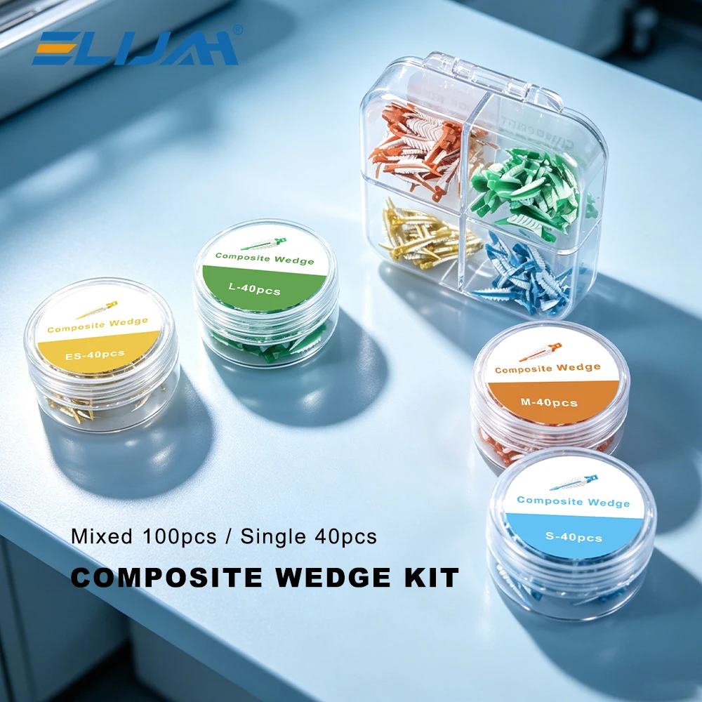 

ELIJAH Dental Composite Wedge Kit 100Pcs Mixed/40Pcs Single Autoclavable 4 Sizes Effectively Protect Teeth Dentistry Consumables