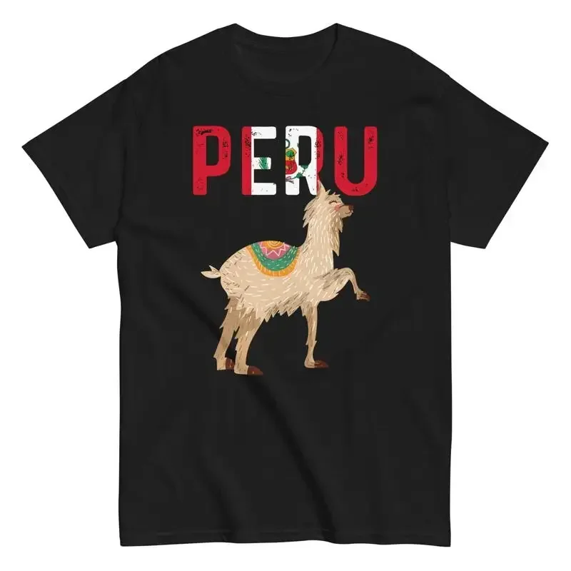 Peruvian Root Heritage Peru National Flag Llama Alpaca T Shirt