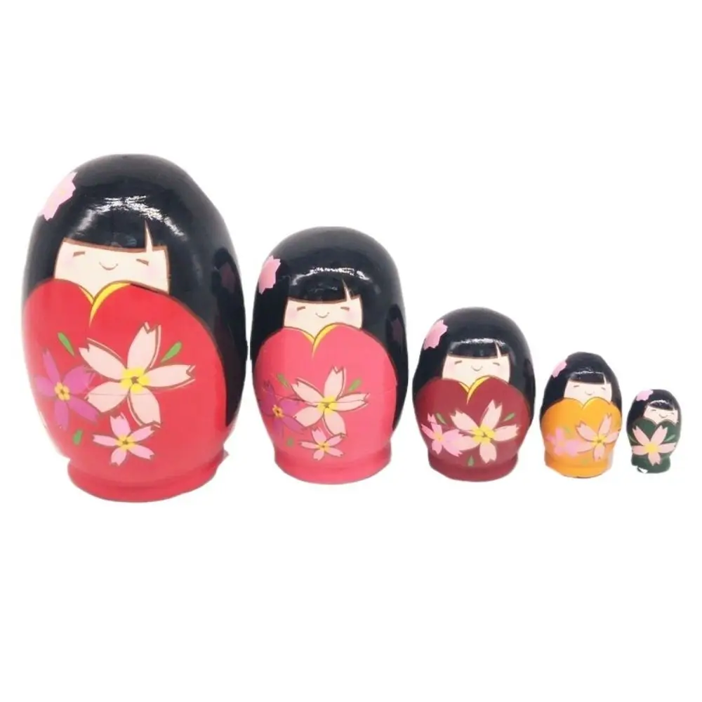 

Японская девочка, животное, матрешка, снеговик, яйцо в форме совы, русская кукла для девочек, слон, 5 шт./компл., деревянные штабелируемые куклы, детские игрушки