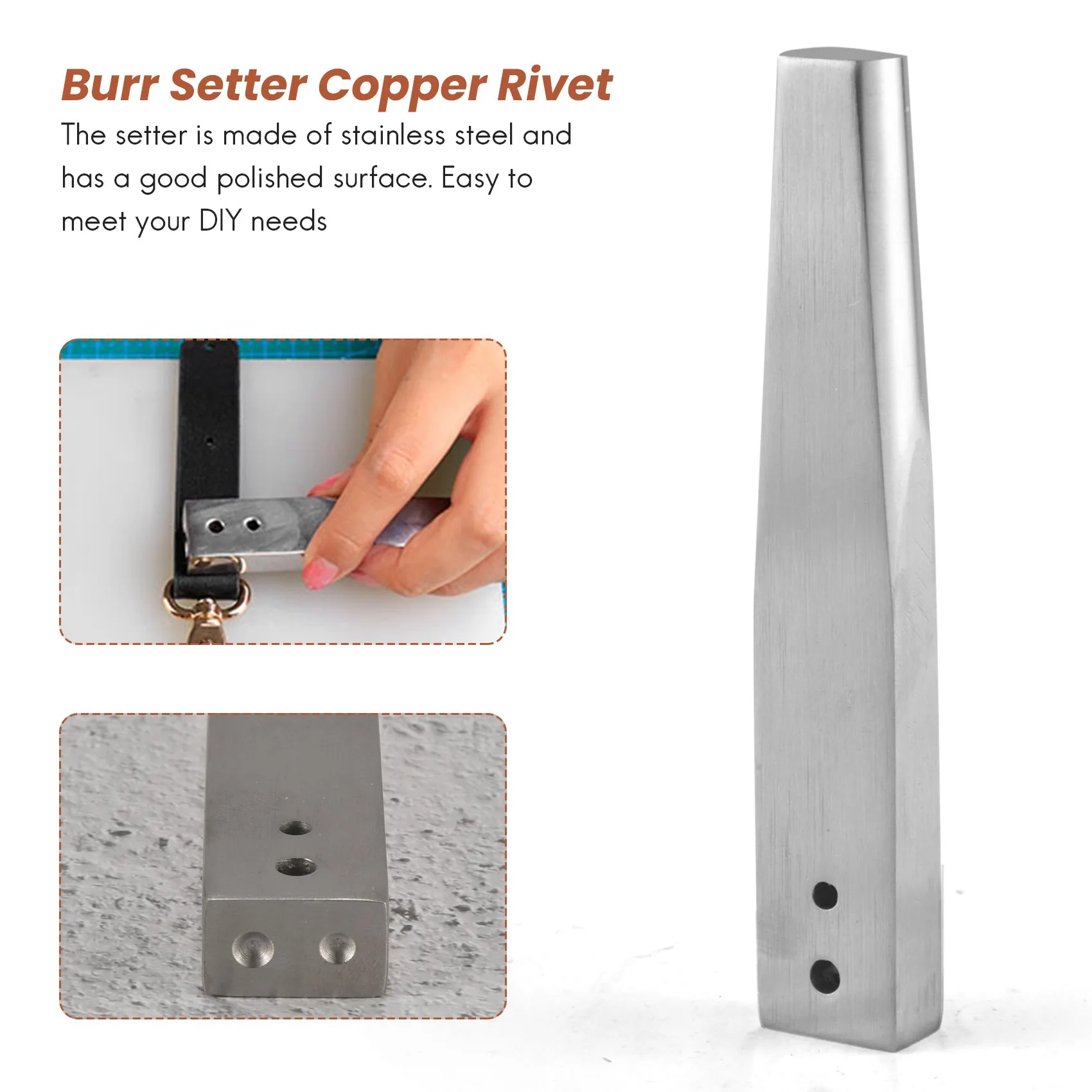 A55TRed Copper Rivet and Burr with Burr Setter Copper Rivet Fastener Install Setting Tool and Hole Punch Cutter
