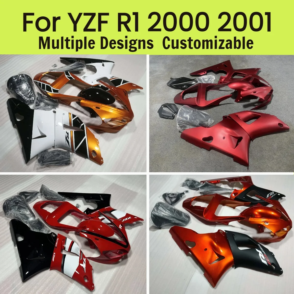 Motorcycle Parts Fairing Kit YZFR1 2000 2001 Injection Fairings Panel Set Bodywork for YAMAHA YZF R1 00 01