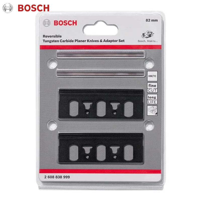 Bosch 82mm Reversible Tungsten Carbide Blade Knives and Adapter Set Hard Alloy Suitable for GHO6500/10-82/20-82 Electric Planer