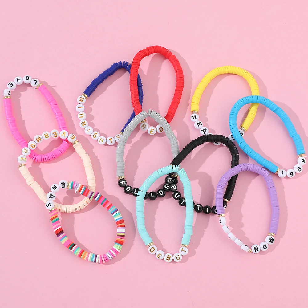 New Taylor Swift Bracelet Letter Pink Friendship Bracelet Lover Fearless Antihero 198 9 Reputation Bracelet Combo