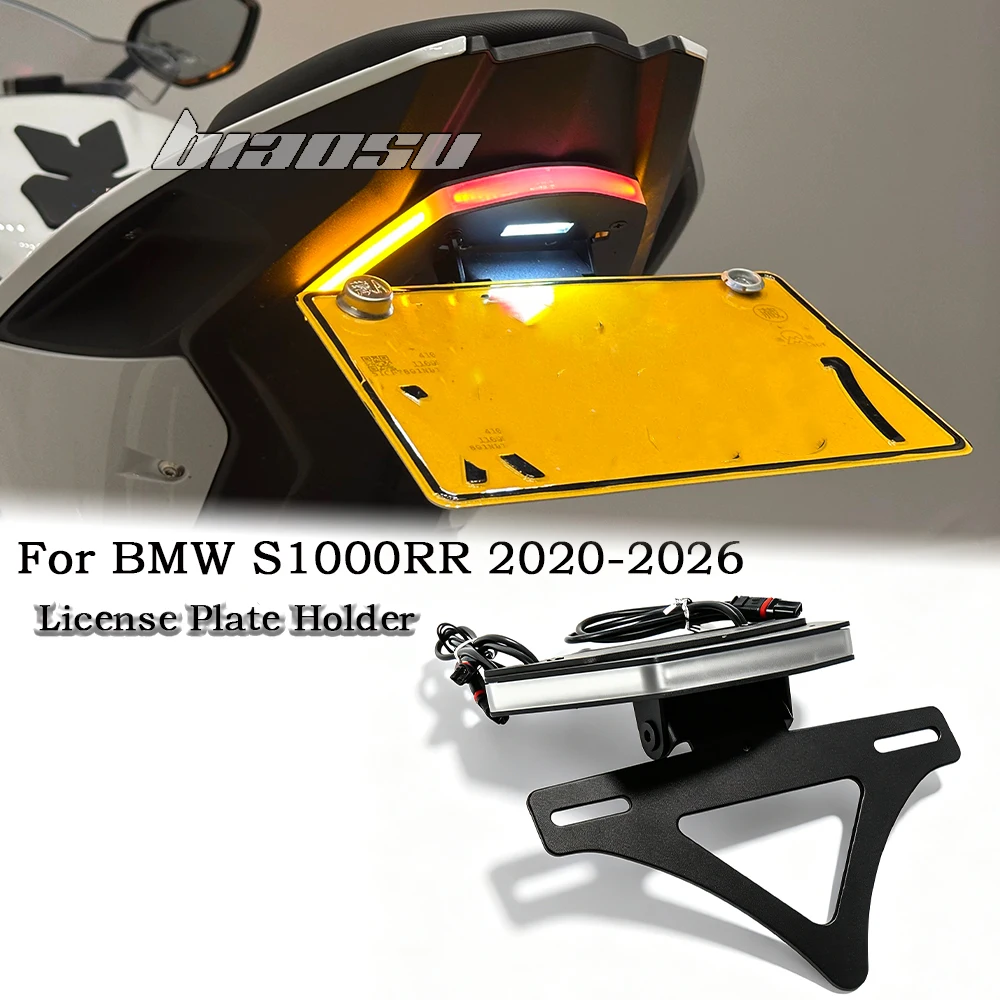 

For BMW S1000RR 2020 2021 2022 2023 2024 2025 2026 Motorcycle License Plate Holder LED Light Tail Tidy Fender Eliminator