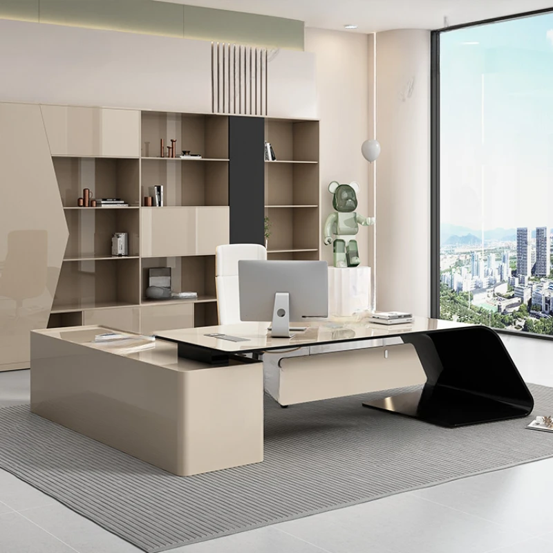 Designer Working Office Table Hutch Storage Manager L Shaped Standing Desk Office Study Conference Escritorio Office Furniture