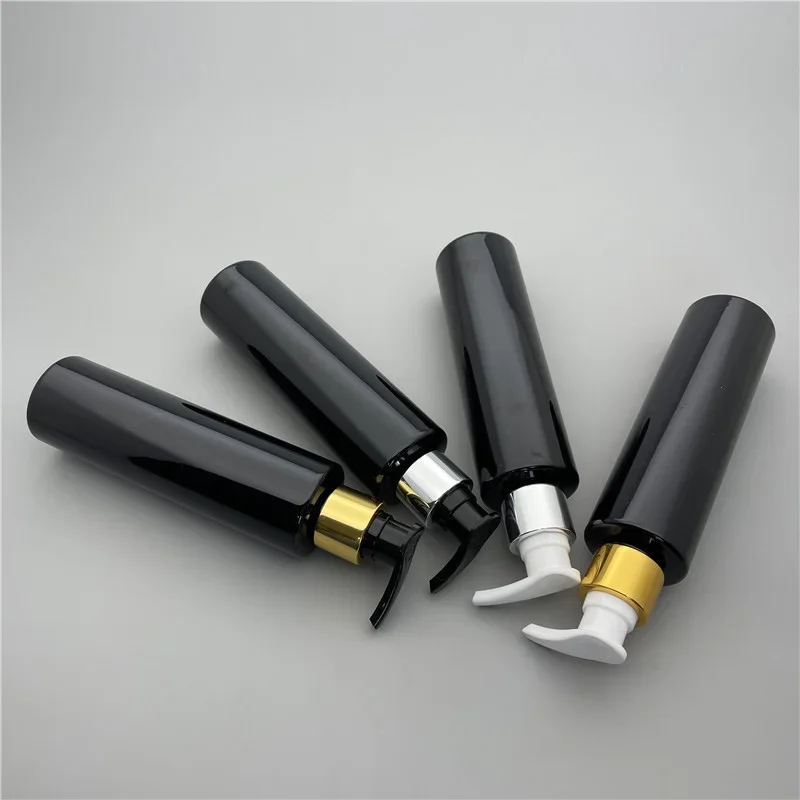 

180ML X 30 PET Lotion Pump Bottle Black Plastic Cosmetic Container Empty Shampoo Sub-bottling Essential Oil Flat Shoulder Bottle