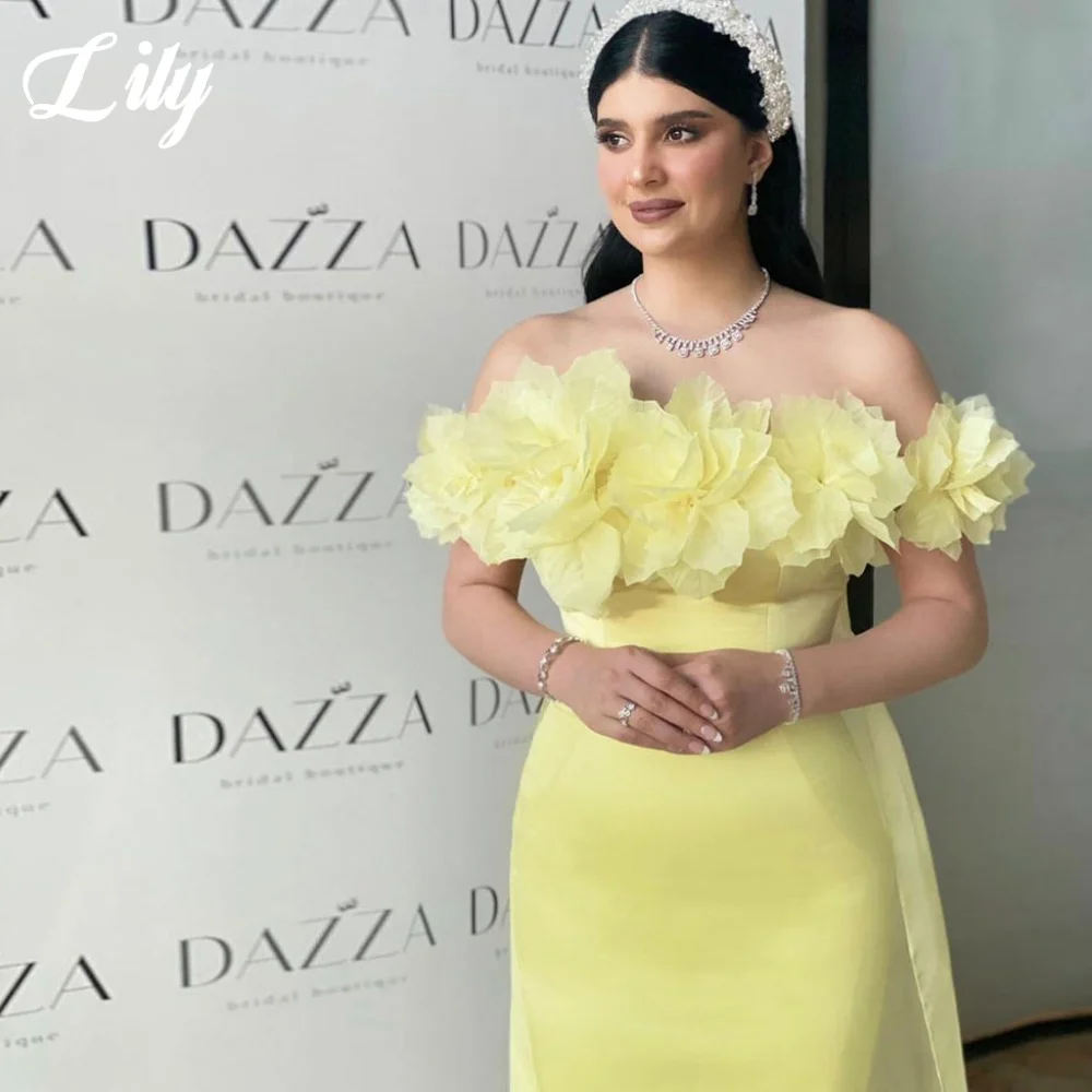 Lily rose robes de bal hors de l'épaule robes de soirée trompette avec des fleurs couches sirène plis robes de soirée personnalisées