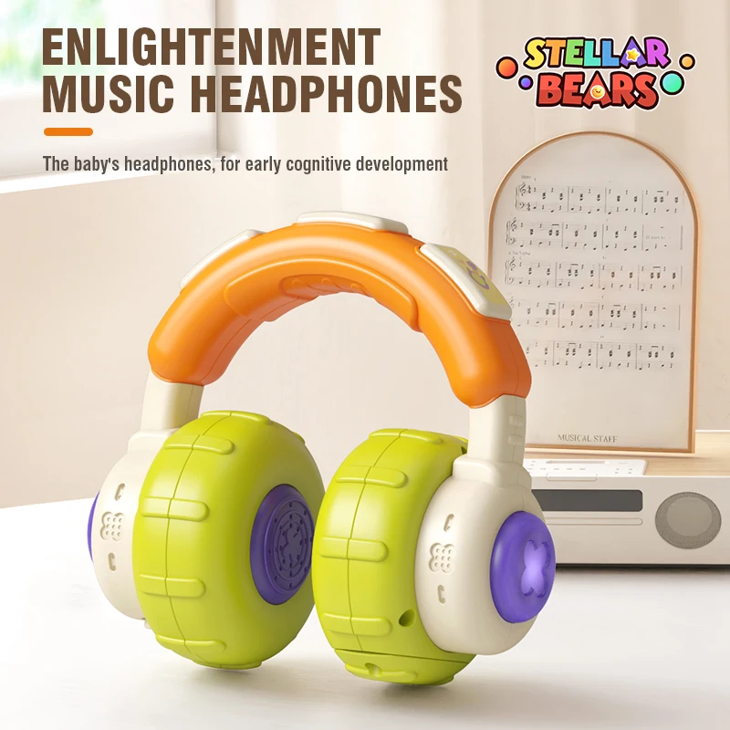 سماعات موسيقى للأطفال ألعاب مونتيسوري للأطفال لعبة تعليمية للتنوير الحسي سماعة رأس موسيقية مع ألعاب أطفال خفيفة ناعمة