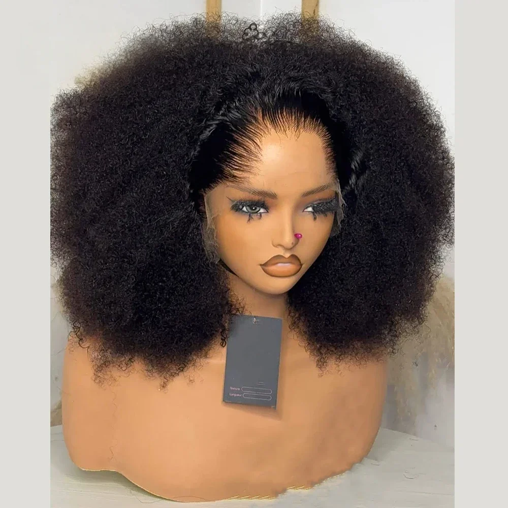 لينة قصيرة بوب جزء مجاني 180 Densty Preplucked غلويليس غريب مجعد الاصطناعية 13X4 الدانتيل شعر مستعار أمامي للنساء مع شعر الطفل يوميا