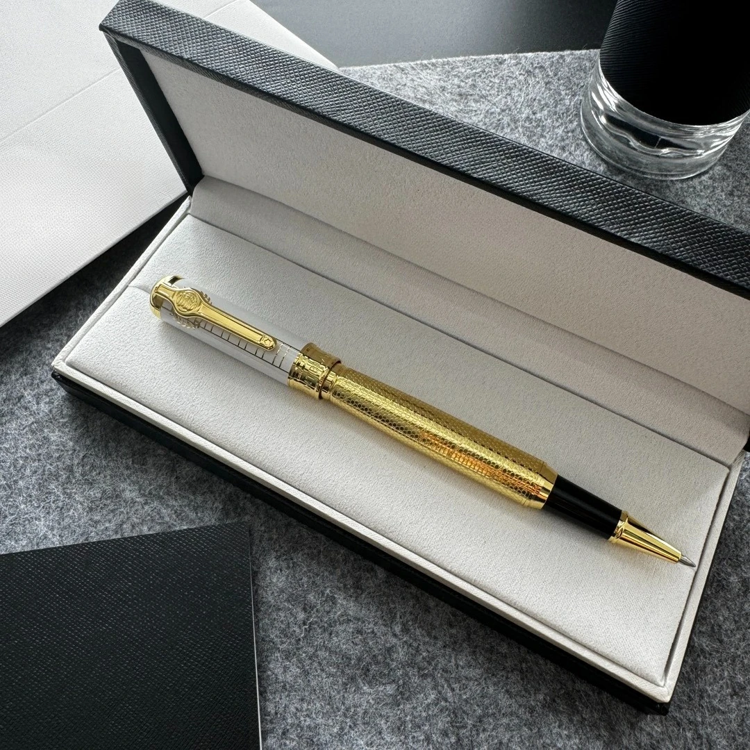 Ballpoint Pens Luxury Metal Style Writing Pen Gold Silver Color Elegant Design Smooth Ink Pen with Gift Box for Business
