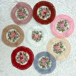 Kant Ronde Coaster Europese Stijl Geborduurde Tafel Mat Decoratieve Stof Salontafel Mat Borduurwerk Retro Isolatie Weave