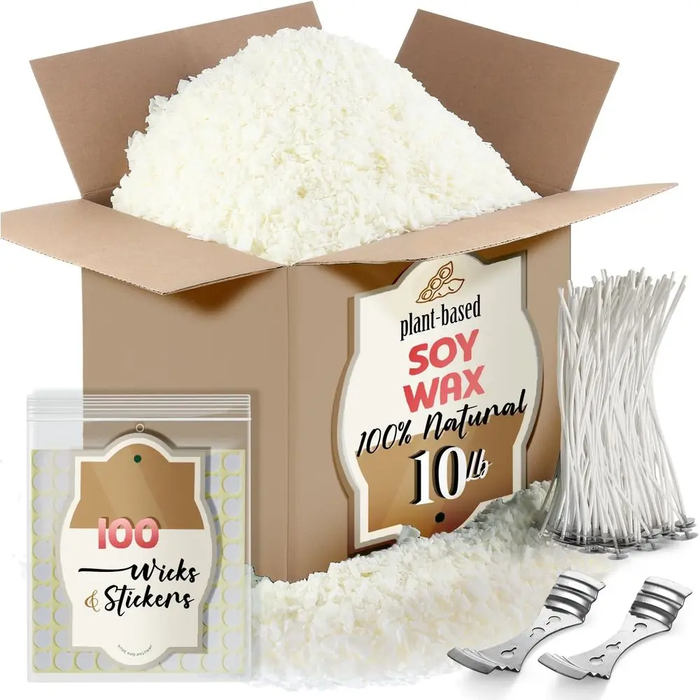 

10 lbs Natural Soy Wax for Candle Making, Ideal for Scented Candles, Tealights, and Melts