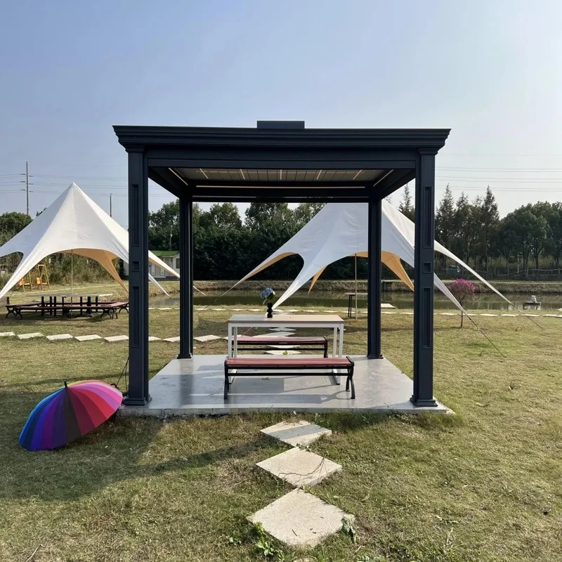 Factory Standing Canopy Louver Panel Motorized Adjustable Slats Gazebo Bioclimatic Louvered Aluminum Pergola Made in China