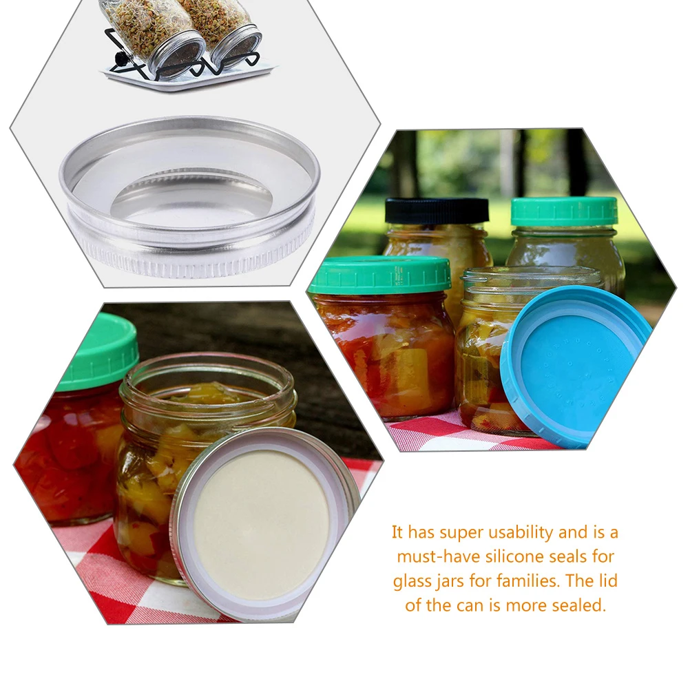 

20 Pcs Mason Jar Gasket Silicone Rings Wide Mouth Canning Lids Airtight Seal Replacement Food Grade Anti Leak Storage Containers