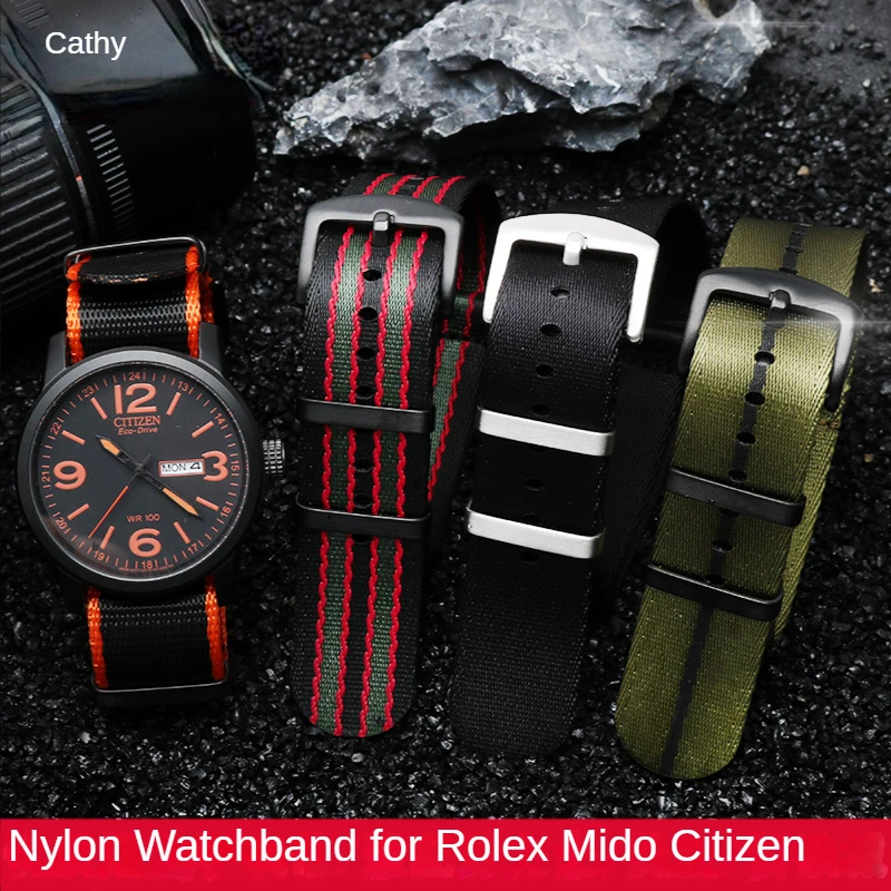 Thicken Nylon Watch Strap for Rolex Water Ghost Omega Tudor Mido Waterproof Sweat-Proof Comfortable Watchband 20 22mm Wristband
