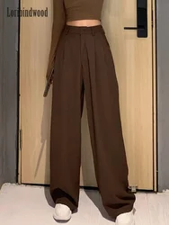 2023 Retro Solid Color Wild Straight Wide Leg Pants Female Spring New Korean Fashion High Waist Casual Long Pants