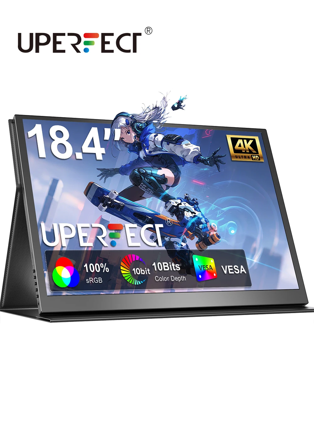 

UPERFECT 4K Portable Monitor 18.4" UHD 3840 * 2160 100% sRGB Large External Display with USB-C Mini HDMI For PC Phone Game Conso
