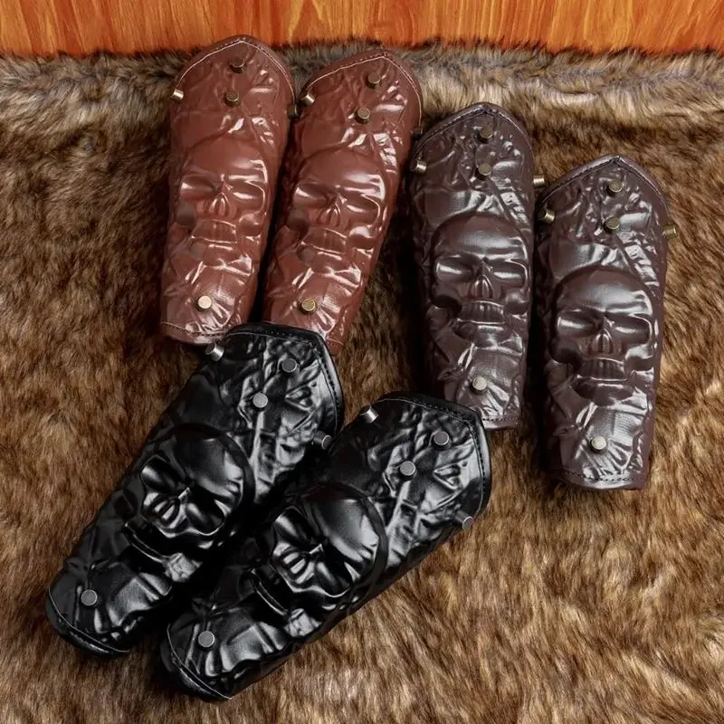 

Medieval PU Leather Arm Bracers, Renaissances Arm Guards,Outdoor Cycling Wristband Bracelet Arm Covers X37F