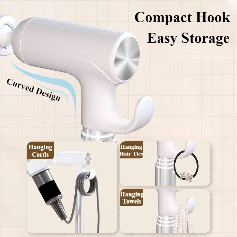 حامل مجفف الشعر من Oatsbasf، حامل منظم لمجفف الشعر بدون استخدام اليدين قابل للتعديل، 360 درجة ° حامل مجفف شعر قابل للدوران مع خطاف #5