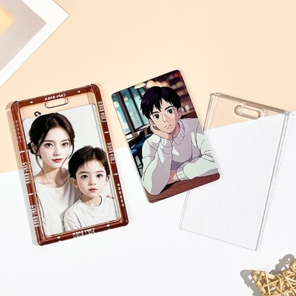 

Kawaii Cartoon Capybara Photocard Holder with Lanyard Transparent Photo Protector Case Keychain ID Holders Photo Storage
