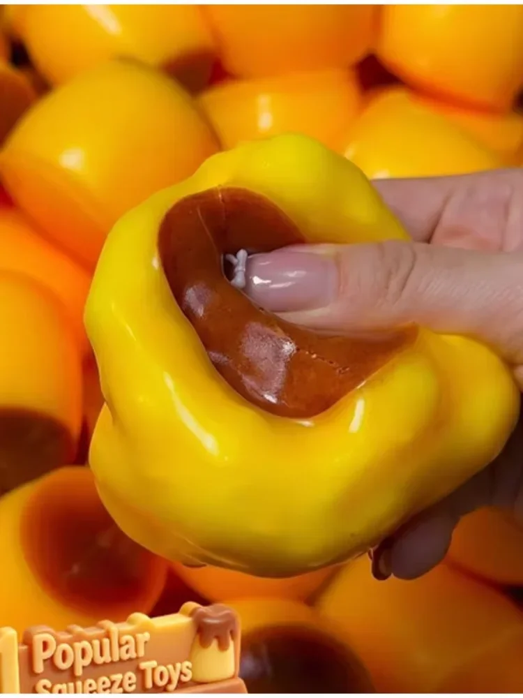 Neues Simulations-Karamellpudding-Quetschspielzeug mit knusprigem Geräusch, Stressabbau-Spielzeug für Erwachsene, Stressabbau, tägliches Spielgeschenk