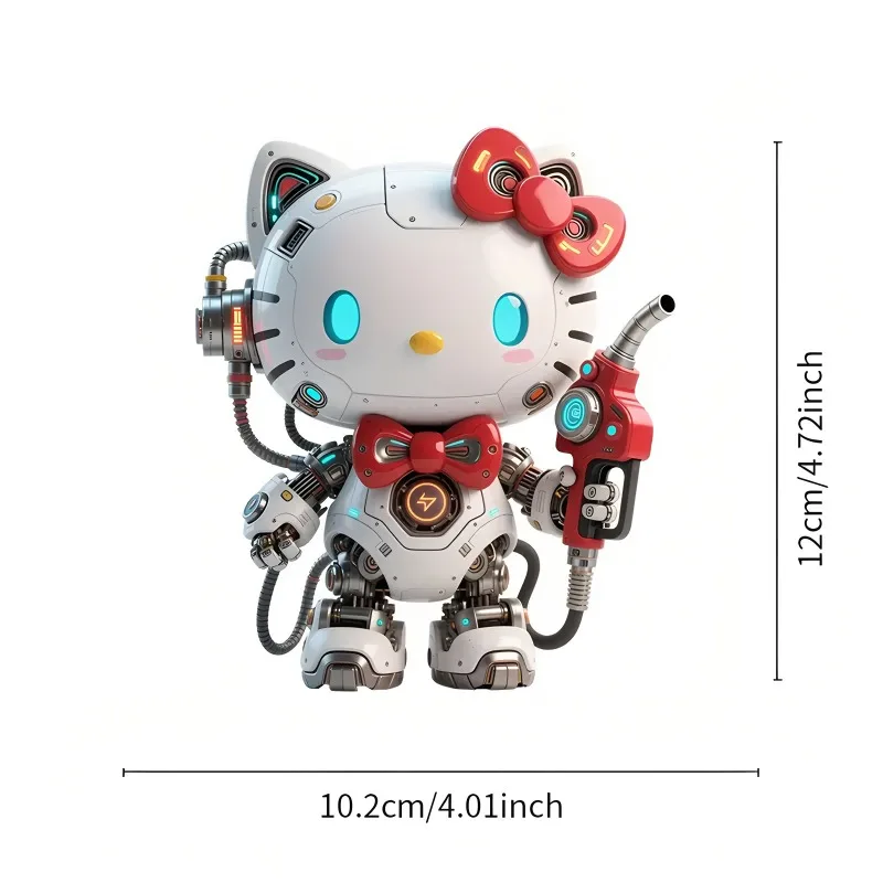 かわいいアニメロボットハローキティ DIY 車のステッカー漫画かわいい車のオイルキャップ自己粘着防水オートバイデカールステッカー