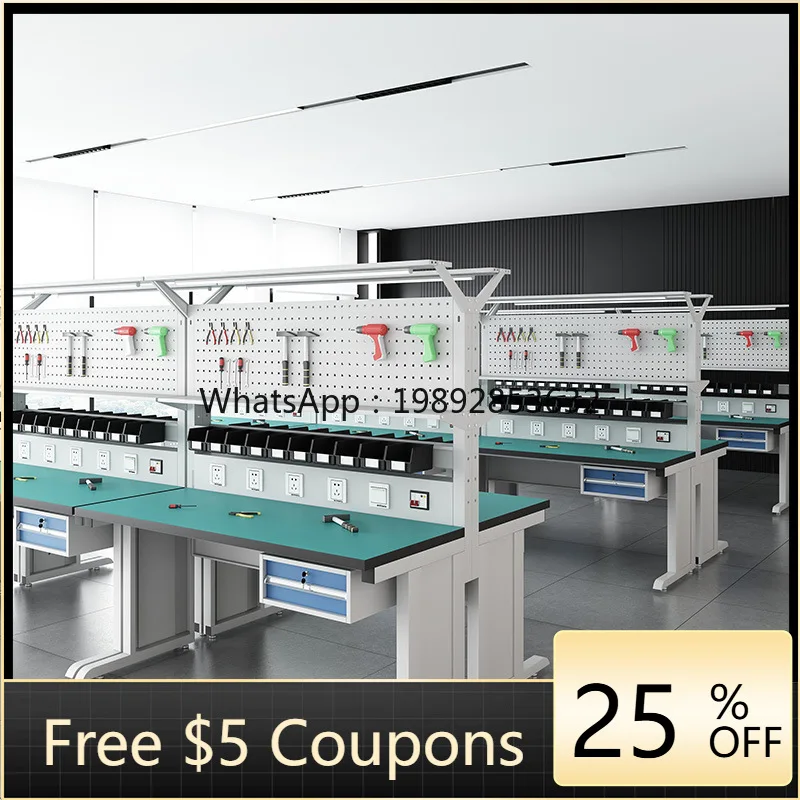 

D2-24 Heavy Duty Anti-Static Workbench Stainless Steel Factory Maintenance Workshop Assembly Line Operation Table School Desk