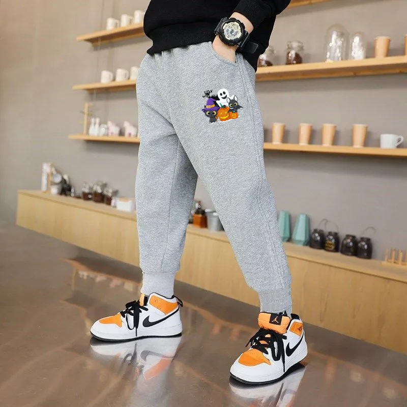 Halloween Vleermuis/Kat Print Broek Jongen Meisje Lente Herfst Casual Katoenen Broek Kinderen Lange Broek Outdoor Mode Streetwear WSJBF1