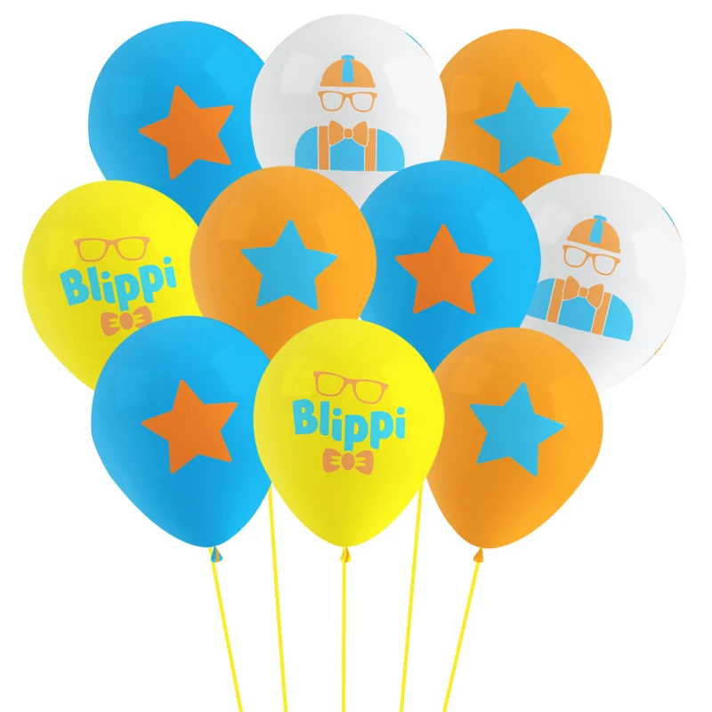 10/30/50PCS Blippi Theme Decorative Balloon Set 12inch Yellow Blue Orange Latex Balloon Children\'s Birthday Party Decor Supplies