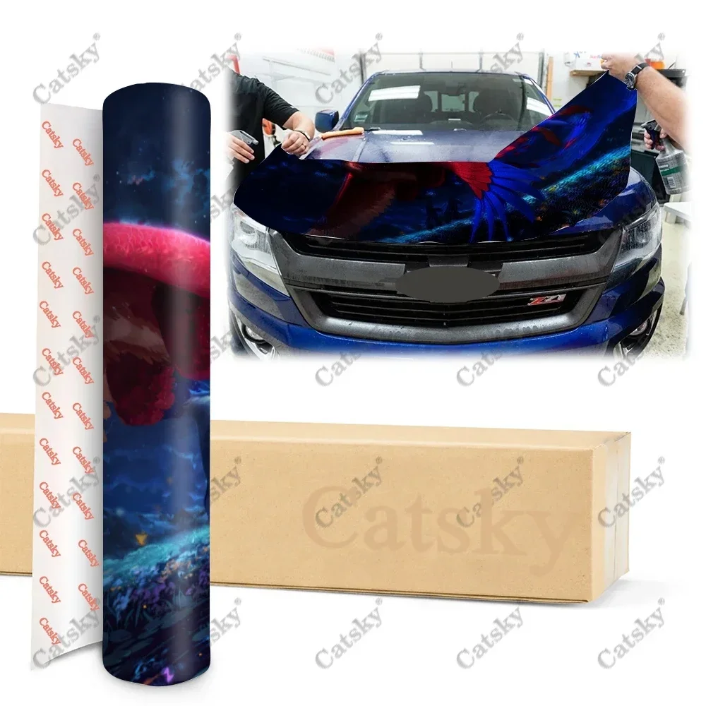 Fantasy Bird Car Hood Wrap Color Vinyl Sticker Decal Truck Graphic Bonnet Decal Custom Suitable for Any Car