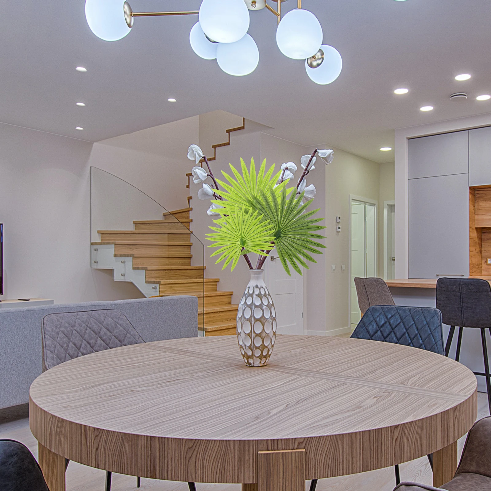 

6Pcs Simulated Palm Leaves Artificial Plants for Tropical Party Scene Fake Leaf Decor Hawaiian Banquet Table Arrangement