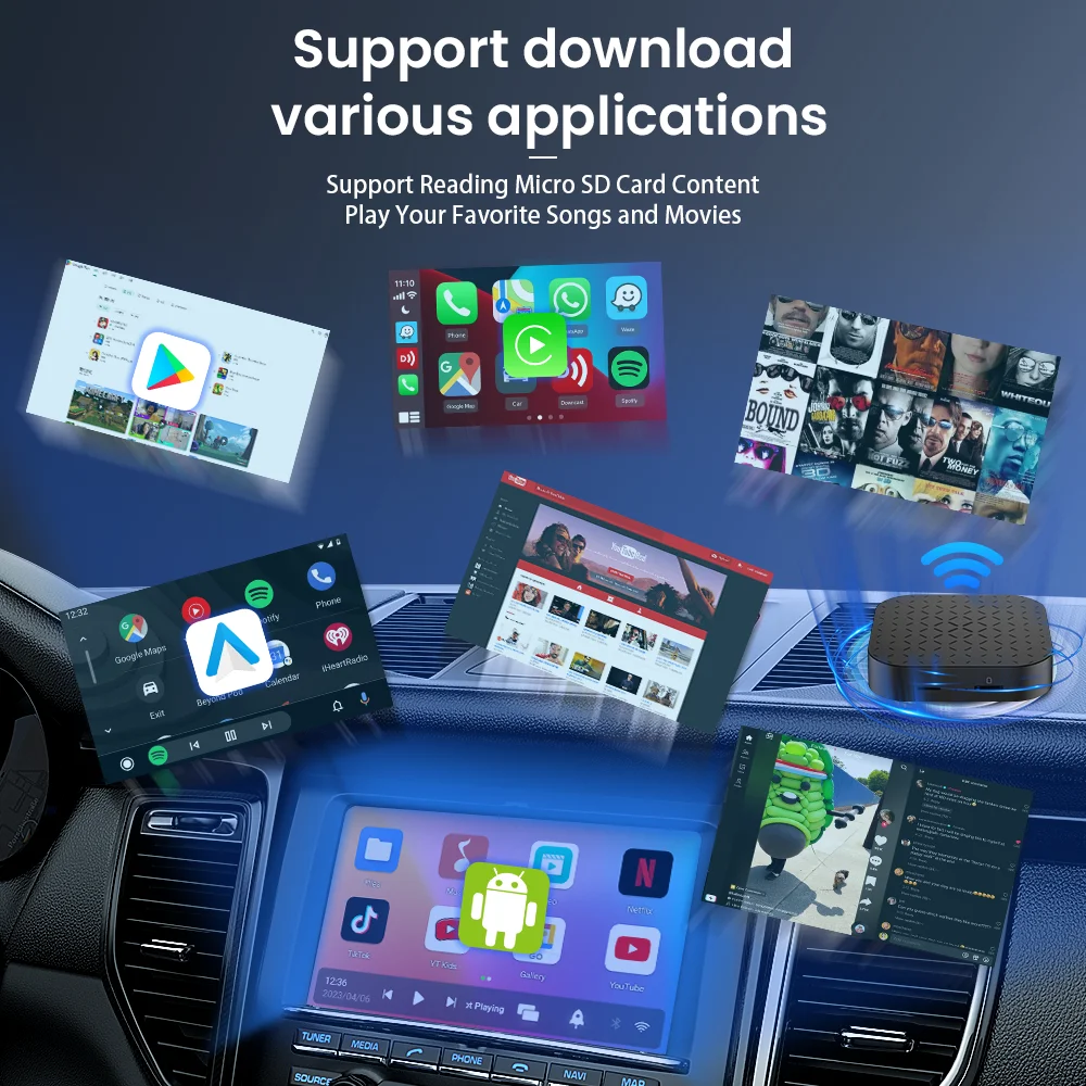Carlinkit Ai Box Basic 2290 Android 11 Tv Box CarPlay Android Auto Wireless Support Youtube Netfilx Google Play Store Ble Wifi - Image 2