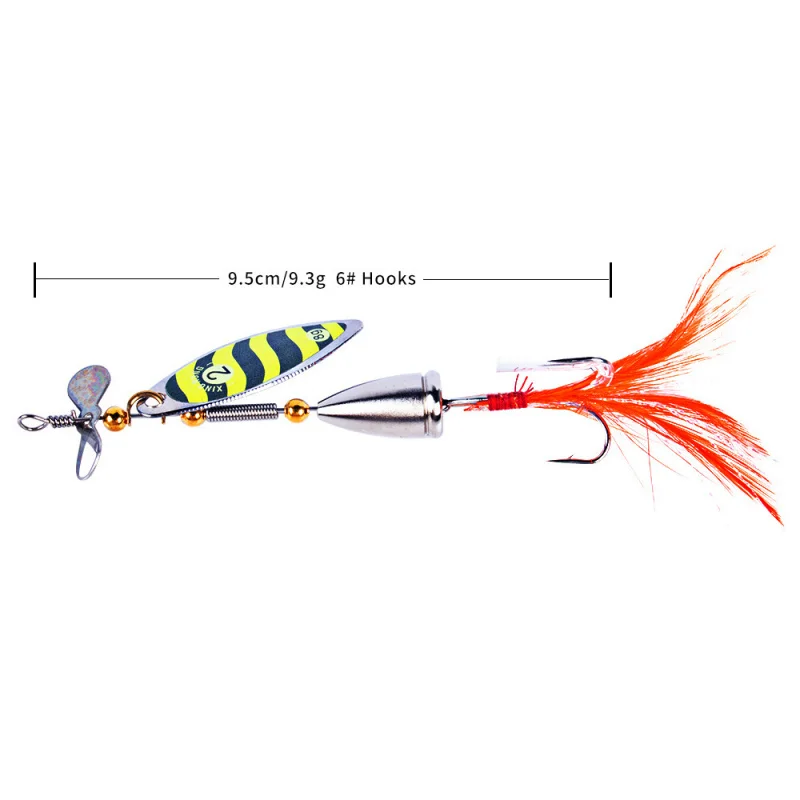 5PCS9.5CM-9.3GSequin Nep Aas Fly Spinning Nieuwe Roterende Pailletten Vissen Lokken Boxed Nep Aas Zoetwater Vissen lokken