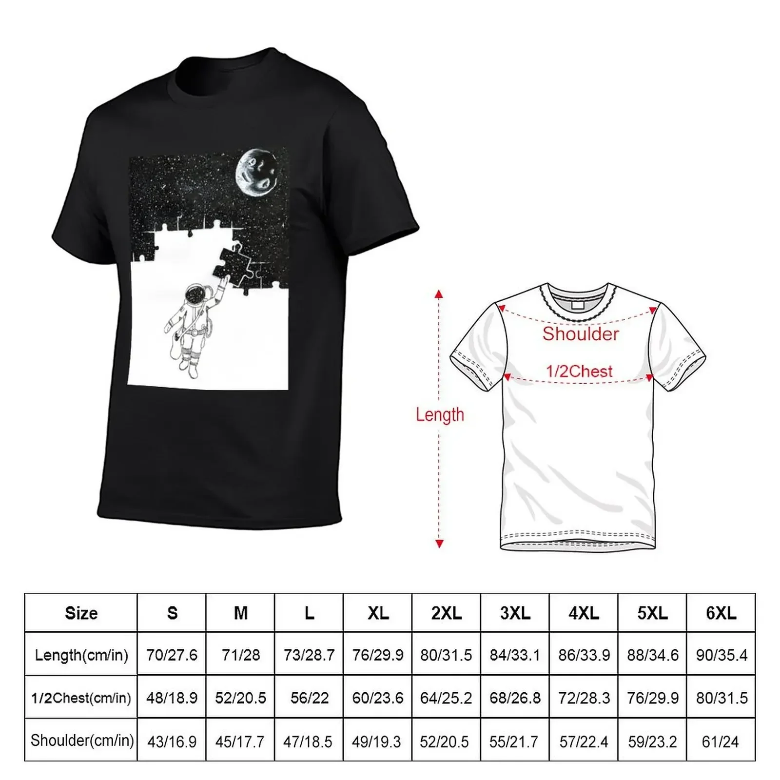 Puzzling through Space T-Shirt funnys cute tops summer tops vintage clothes mens graphic tshirts