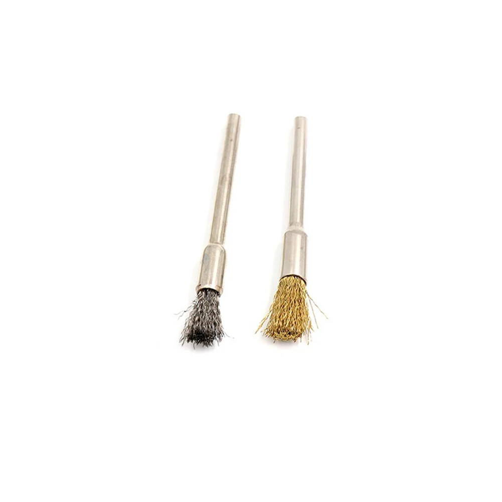 10pcs 3mm Shank Wire Brushes for Rotary Tools Removing Rust Burrs Oxide Layer and Coating from Metal Components