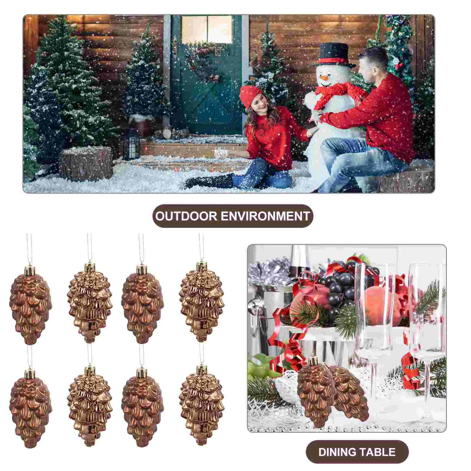 8 Pcs Fall Decor Pendants Christmas Pine Cones Holiday Hanging Ladder Tree Ornaments Coffee