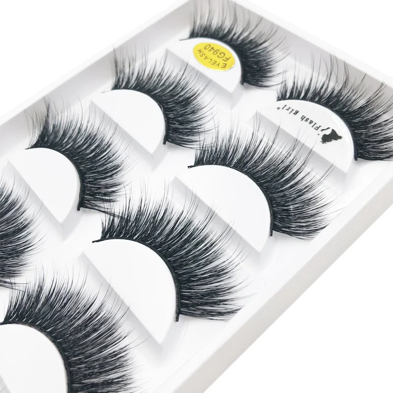 5pairs/Tray FG serise natral grafting simulation persistent curl reusable Faux mink Full strip eyelashes extentions