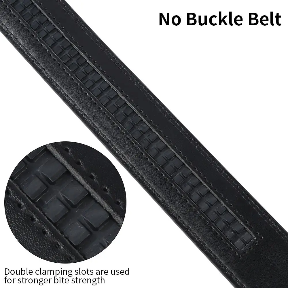 

High Quality Luxury Replace Strap Black Leather Waist Strap No Buckle Belt Automatic Belt Waistband